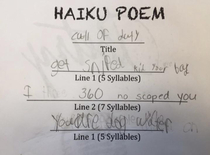 Partners coworker asked her grade  students to write Haikus