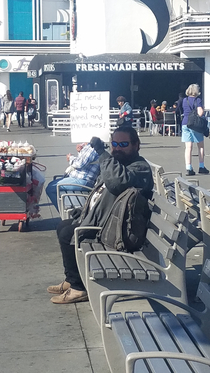 Passed this dude on Fishermans Wharf at least hes honest
