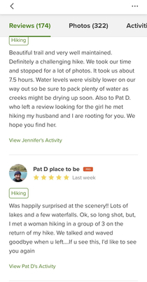 Pat D looking for love on All Trails App