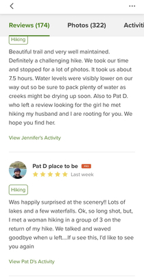Pat D looking for love on All Trails App