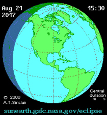 Path of the  solar eclipse over North America