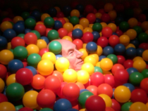 Patrick Stewart in a ball pit