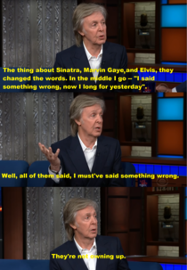 Paul McCartney calling out the greats