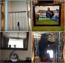 People trying to take a pictures of mirrors so they can sell them
