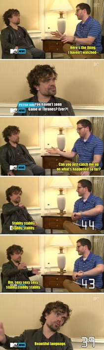 Peter Dinklage catches you up on Game of Thrones