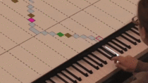 Piano projections helping to play a tune