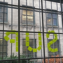 Pic #1 - A while back we noticed the company above us wrote Hi on their window So we asked Sup and weve been talking ever since 