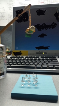 Pic #1 - bosss son left his legoman at work while they went out to lunch I asked him to grab me a RedBull on the way back or choose a death for legoman