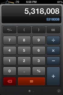 Pic #1 - I was using a calculator app on my iPhone when I remembered the  Upside-Down thing people use to do in school I tried it and this happened Mind Blown