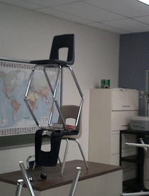 Pic #1 - My class decided to make little chair structures and it ended up escalating to something really big that everyone in the school knew about and ended up in the schools yearbook