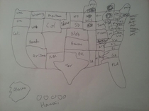 Pic #1 - My husband drunkenly challenged me that he could draw a better map of the USA than I could Both were terrible