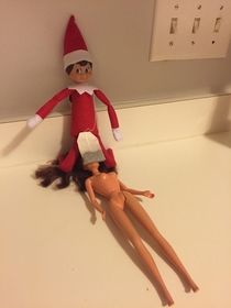 Pic #1 - My sister put up some shelf elves to surprise her husband when he ...