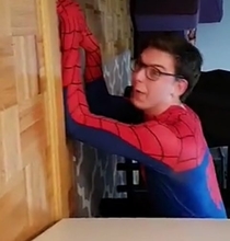 Pic #1 - Roommate bought a spider-man costume for halloween and has done this shit every fucking day since