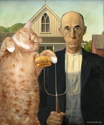 Pic #1 - Russian Artist Inserts Her Fat Cat Into Iconic Painting