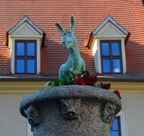 Pic #1 - The donkey statue on my hometowns fountain was prone to get stolen so it got temporarily removed A few nights later someone secretly replaced it with this