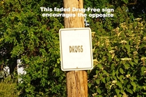 Pic #1 - This faded Drug-Free sign encourages the opposite