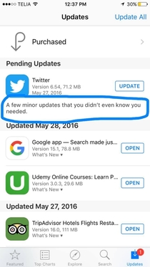 Pic #1 - You all should read your app update logs