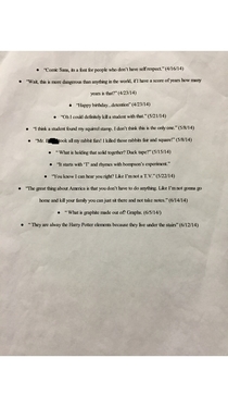 Pic #2 - A student of mine wrote down things I said throughout the year and then presented them to me I honestly dont remember saying some of these things