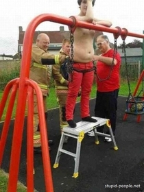 Pic #2 - Adults stuck in playground equipment