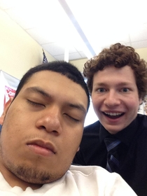 Pic #2 - I like taking selfies with classmates who fall asleep in class