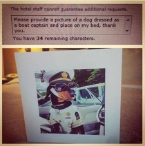 Pic #2 - Ridiculous and hilarious hotel requests fulfilled One way my friend entertains himself while traveling on business