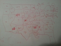 Pic #3 - My husband drunkenly challenged me that he could draw a better map of the USA than I could Both were terrible