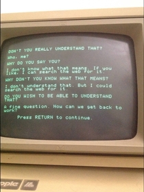 Pic #3 - This is what happens when Siri has a conversation with a more primitive AI program running on a -year-old Apple II 