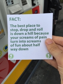 Pic #3 - This promotional box at a gas station I go to is always empty So I filled it with fun facts for people to read while they wait for their gas to pump