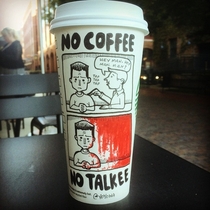Pic #6 - Cartoonist draws on his coffee cup every morning