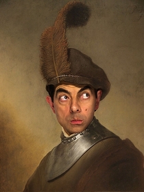Pic #6 - Mr Bean in the middle of historical photos