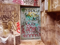 Pic #9 - Guy paints over graffiti with a more legible font