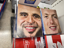 Pictures of England football players on cases of Bud Light Oddly terrifying