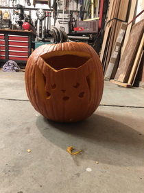Pikachu after being carved into a pumpkin