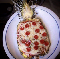 Pizza on pineapple