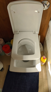 Plumber from water company came to fit toilet seat after they broke the last one This was the result