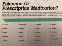 Pokemon or a prescription medicine