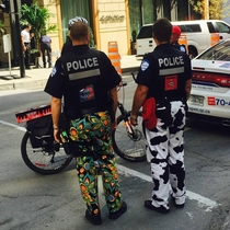 Police in Montreal are refusing to wear their work pants as a part of a labor dispute