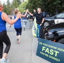 Police stop at a Canadian half marathon