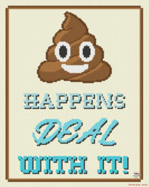 Poop Happens cross stitch sign I made for work 