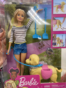 Poop Scoop Barbie is a thing Load the dog with turds and make Barbie pick them up Finally some realistic expectations of adulthood for young girls to aspire to