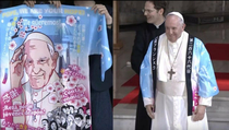 Pope Francis was gifted an anime robe when he visited Japan last year and he wore it