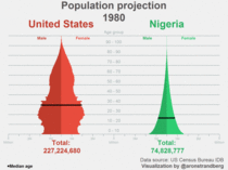 Population of the US and Nigeria with average age