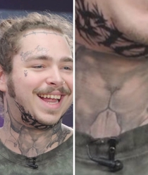 Post Malones skull tatoo looks like an old mans butt