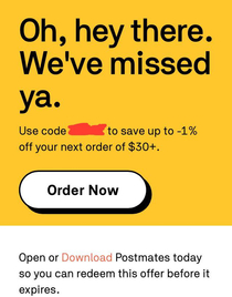 Postmates wants me to enter a code to pay them an extra 