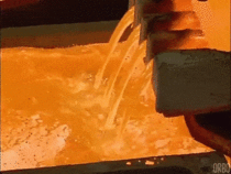 Pouring red hot metal