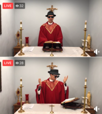 Priest accidentally live-streams mass with sunglasses and hat filter