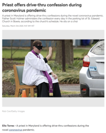 Priest offers Drive-Thru confession during pandemic