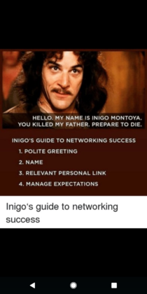 Probably old but Inigos Guide to Networking Success