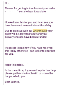 Problems in the whrehouse delaying my order