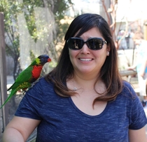 Proud of my wife She over came her fear of birds and walked into the bird enclosure with me